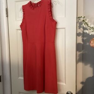 LOFT Coral Ruffle Mini Dress